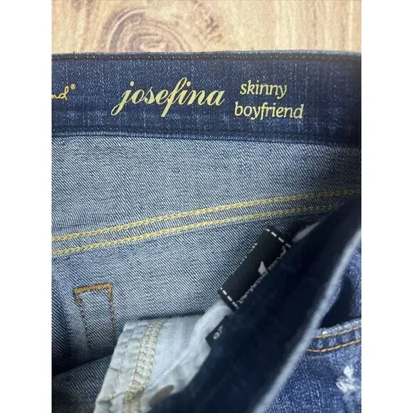 7 for All Mankind Distressed Josefina Skinny Boyfriend Denim Blue Jeans Size 26 - Picture 4 of 7